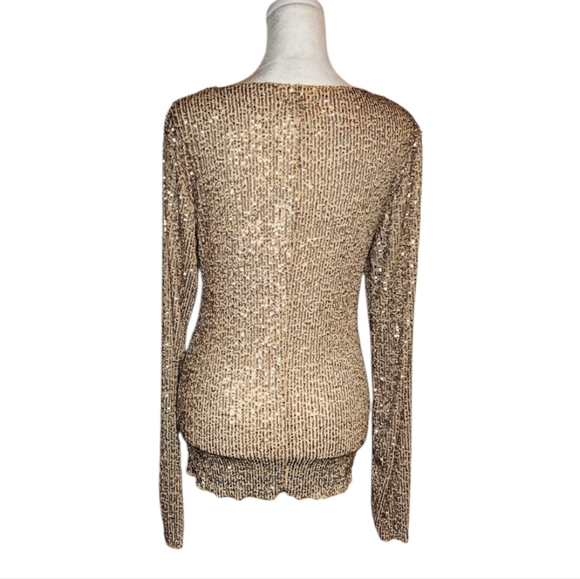 Free People Gold Sequin Long Sleeve Top - Picture 3 of 7